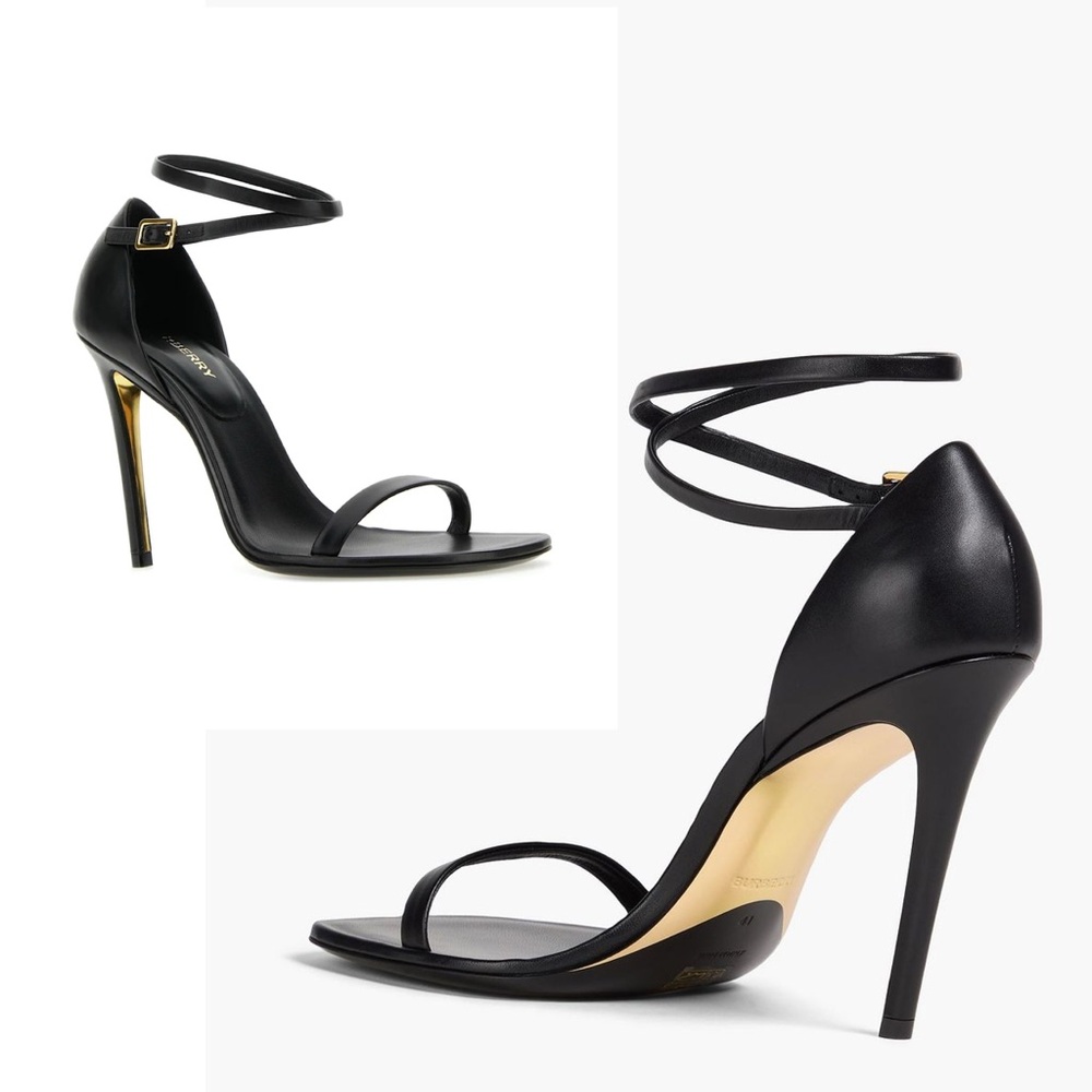 New in box Burberry Black Ankle-Strap stiletto sandal, size 8.5